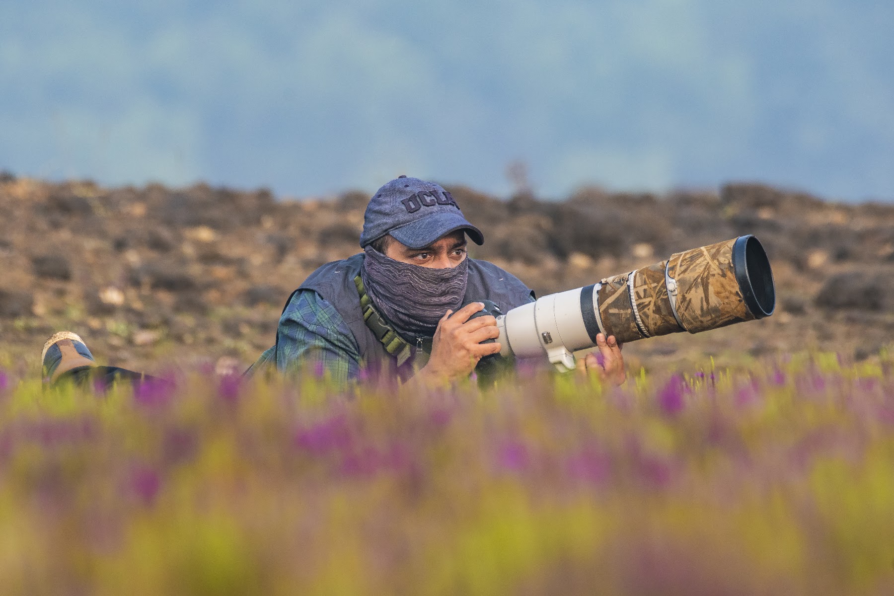Shooting low angle from the grass with a long lens